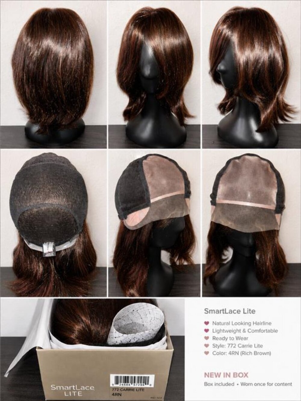 Jon Renau Carrie Lite | Dark Natural Brown 4RN | Remy Human Hair Wig